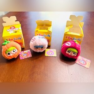 Lot of 3 Yaya Fun Fruits Plush Keychains